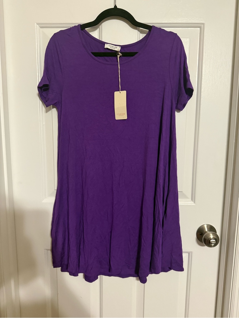 NWT Corner Clothing Purple Swing T-Shirt Dress Medium Tailgate Halloween Costume